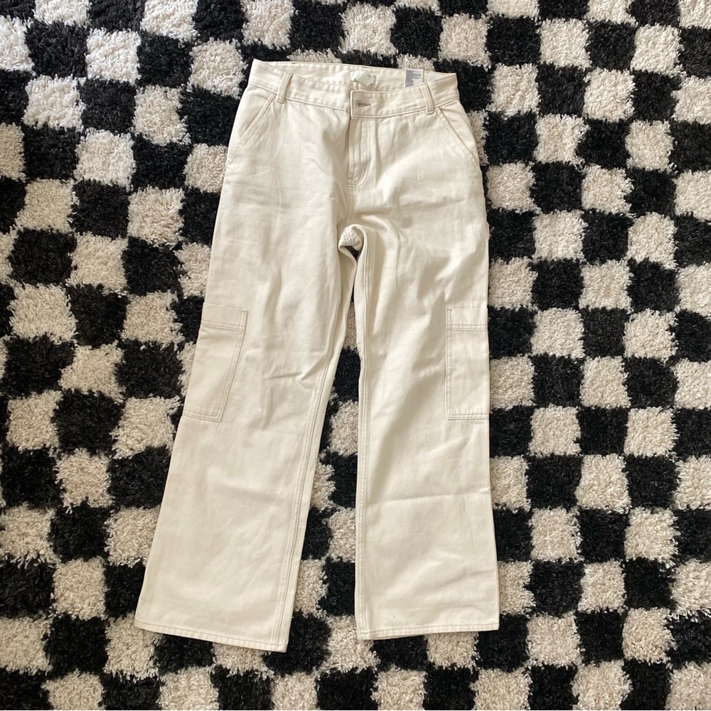 H&M White Cargo Style Pants